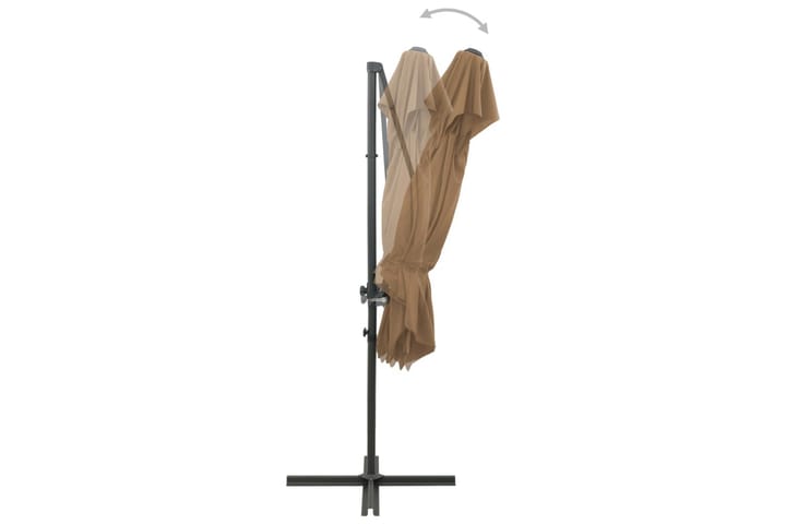 Riippuva aurinkovarjo tuplakatolla harmaanruskea 250x250 cm - Riippuva aurinkovarjo