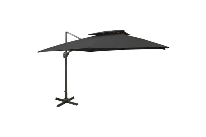 Riippuva aurinkovarjo tuplakatolla musta 300x300 cm - Riippuva aurinkovarjo
