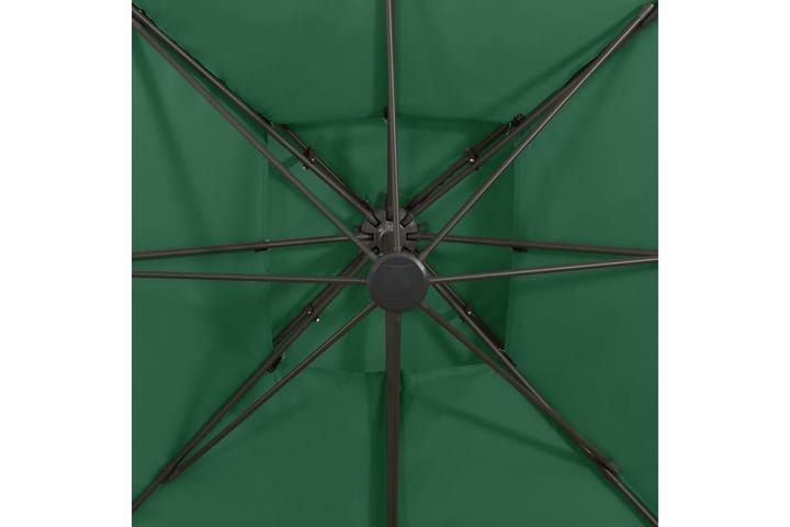 Riippuva aurinkovarjo tuplakatolla vihreä 300x300 cm - Riippuva aurinkovarjo