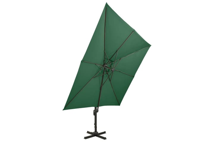 Riippuva aurinkovarjo tuplakatolla vihreä 300x300 cm - Riippuva aurinkovarjo