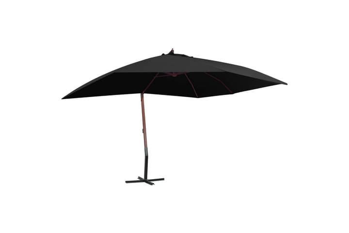 Riippuva aurinkovarjo puurunko 400x300 cm musta - Musta - Riippuva aurinkovarjo