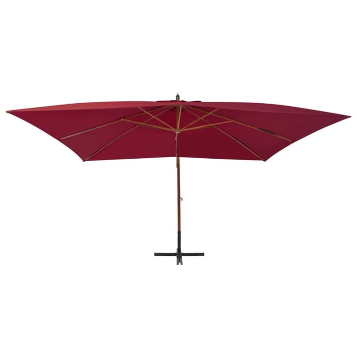 Riippuva aurinkovarjo puupylväällä 400x300 cm viininpunainen - Punainen - Riippuva aurinkovarjo