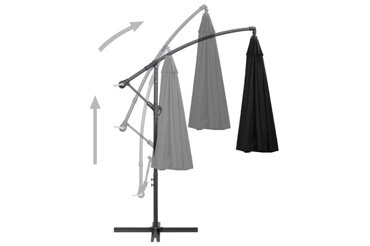 Riippuva päivänvarjo musta 3 m alumiinitanko - Musta - Riippuva aurinkovarjo