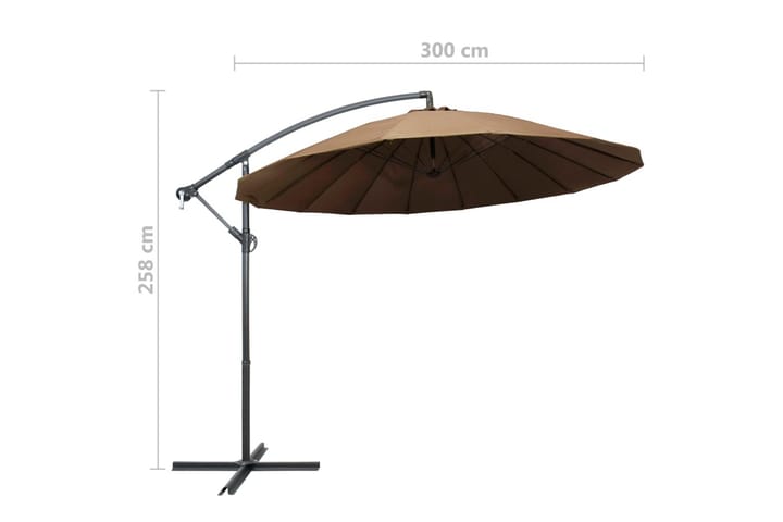 Riippuva päivänvarjo ruskeanharmaa 3 m alumiinitanko - Ruskea - Riippuva aurinkovarjo