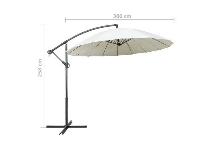 Riippuva päivänvarjo 3 m alumiinitanko valkoinen - Valkoinen - Riippuva aurinkovarjo