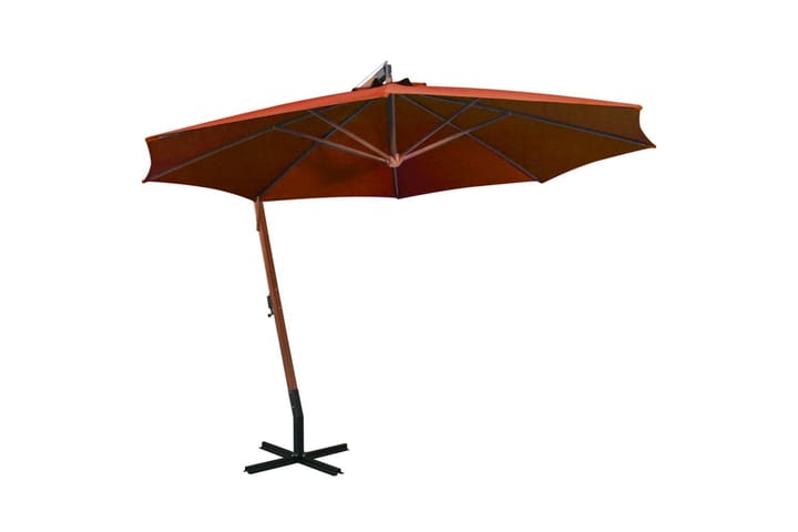 Riippuva päivänvarjo tangolla terrakotta 3,5x2,9 m - Punainen - Riippuva aurinkovarjo
