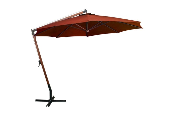 Riippuva päivänvarjo tangolla terrakotta 3,5x2,9 m - Punainen - Riippuva aurinkovarjo