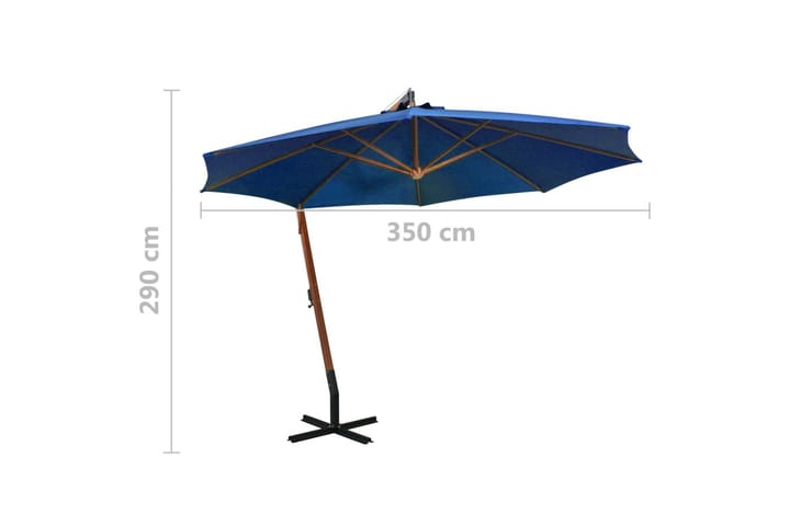 Riippuva päivänvarjo tangolla taivaansin. 3,5x2,9 m - Riippuva aurinkovarjo