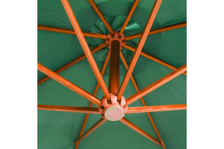 Riippuva päivänvarjo 350 cm Puutanko vihreä - Vihreä - Riippuva aurinkovarjo