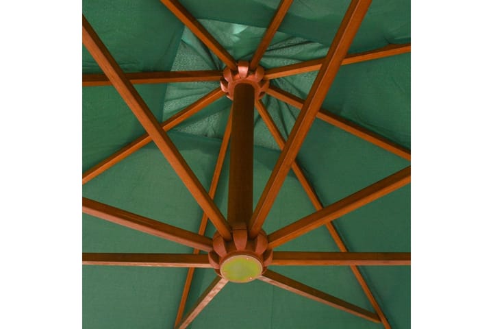 Roikkuva Päivänvarjo 300x300 cm Puutanko vihreä - Vihreä - Riippuva aurinkovarjo