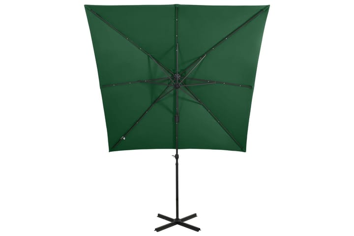 Riippuva aurinkovarjo tangolla ja LED-valoilla vihreä 250 cm - Aurinkovarjo