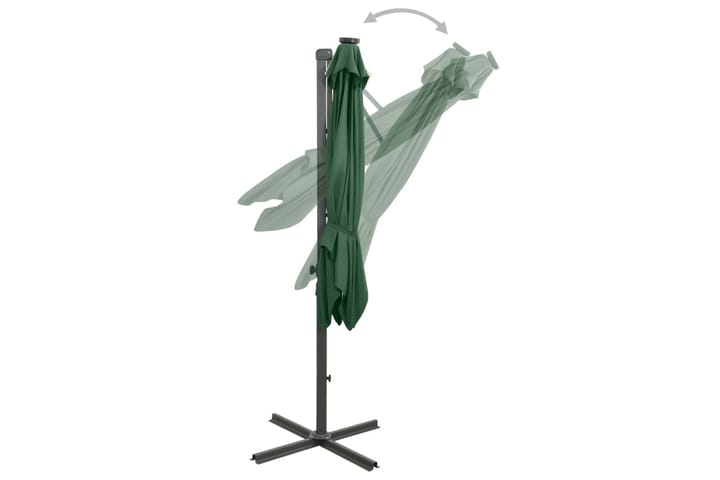 Riippuva aurinkovarjo tangolla ja LED-valoilla vihreä 250 cm - Aurinkovarjo