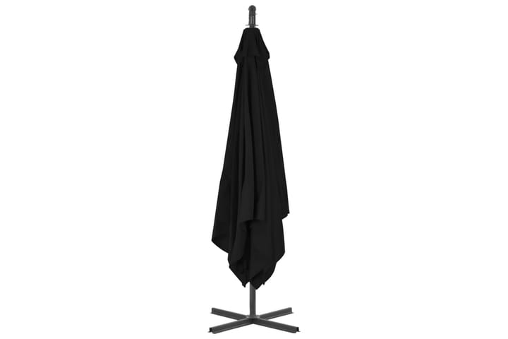 Riippuva aurinkovarjo teräspylväällä 250x250 cm musta - Aurinkovarjo