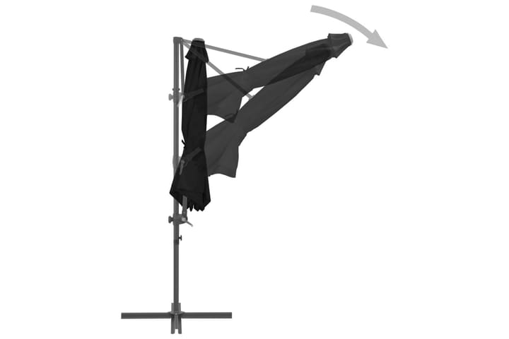 Riippuva aurinkovarjo teräspylväällä musta 300 cm - Aurinkovarjo