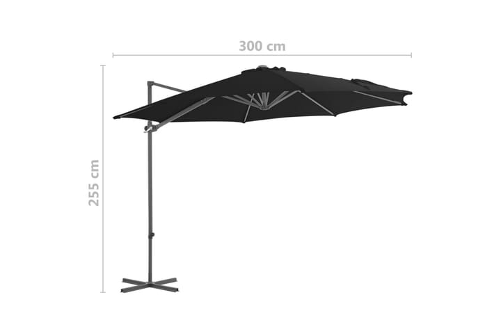 Riippuva aurinkovarjo teräspylväällä musta 300 cm - Aurinkovarjo
