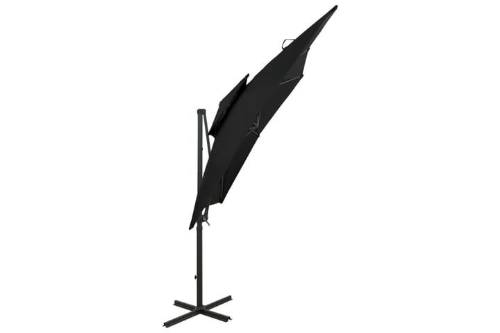 Riippuva aurinkovarjo tuplakatolla 250x250 cm musta - Aurinkovarjo
