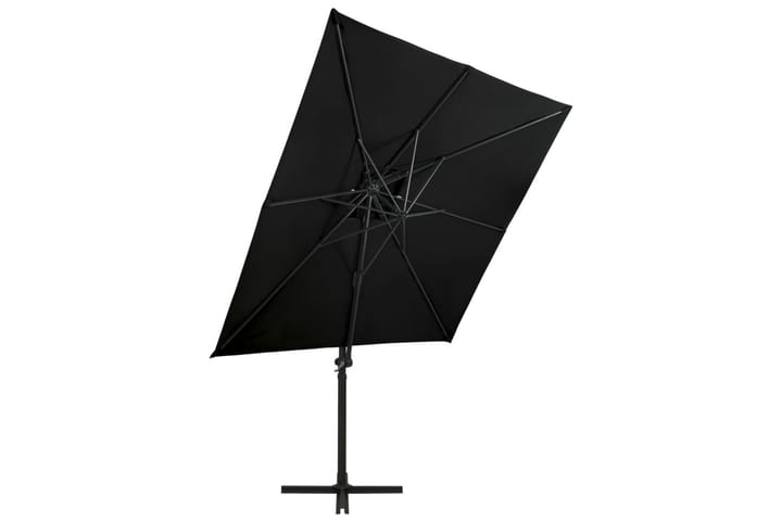 Riippuva aurinkovarjo tuplakatolla 250x250 cm musta - Aurinkovarjo