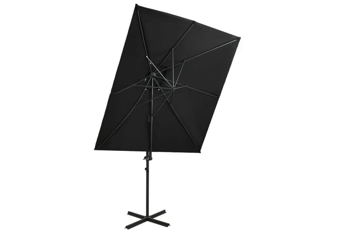Riippuva aurinkovarjo tuplakatolla musta 250x250 cm - Aurinkovarjo