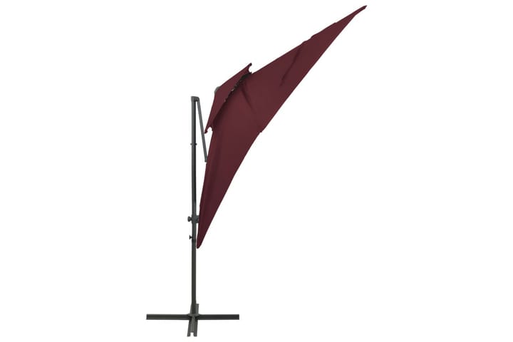 Riippuva aurinkovarjo tuplakatolla viininpunainen 250x250 cm - Aurinkovarjo