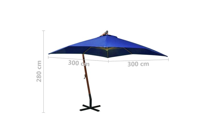 Riippuva päivänvarjo tangolla taivaansininen 3x3 m - Sininen - Aurinkovarjo