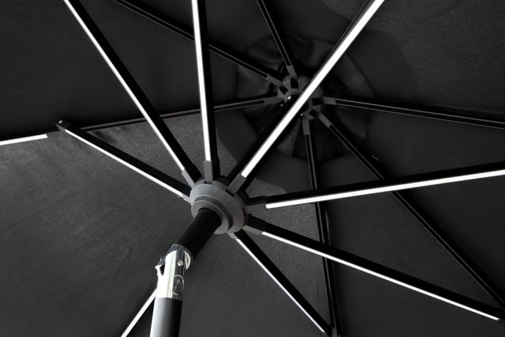 Aurinkovarjo Sabal 270 cm LEDillä Musta - Venture Home - Aurinkovarjo