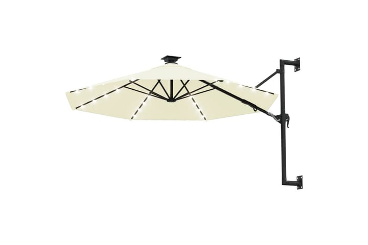 Seinäkiinnitteinen aurinkovarjo LED ja tolppa 300 cm hiekka - Aurinkovarjo