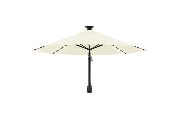 Seinäkiinnitteinen aurinkovarjo LED ja tolppa 300 cm hiekka - Aurinkovarjo