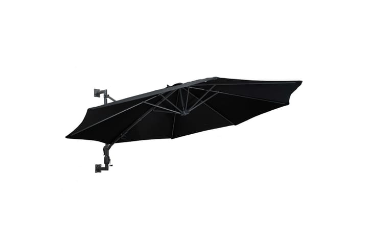 Seinäkiinnitteinen aurinkovarjo metallitolppa 300 cm musta - Musta - Aurinkovarjo