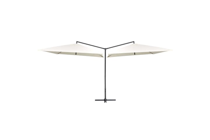 Tupla-aurinkovarjo terästanko 250x250 cm hiekanvalkoinen - Valkoinen - Aurinkovarjo