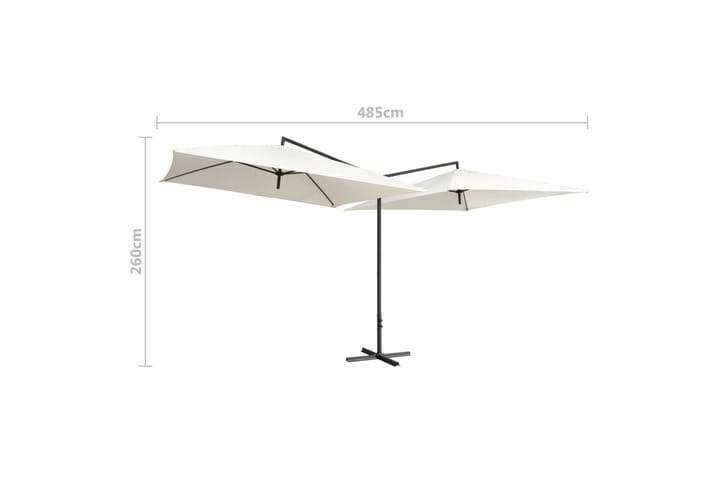 Tupla-aurinkovarjo terästanko 250x250 cm hiekanvalkoinen - Valkoinen - Aurinkovarjo