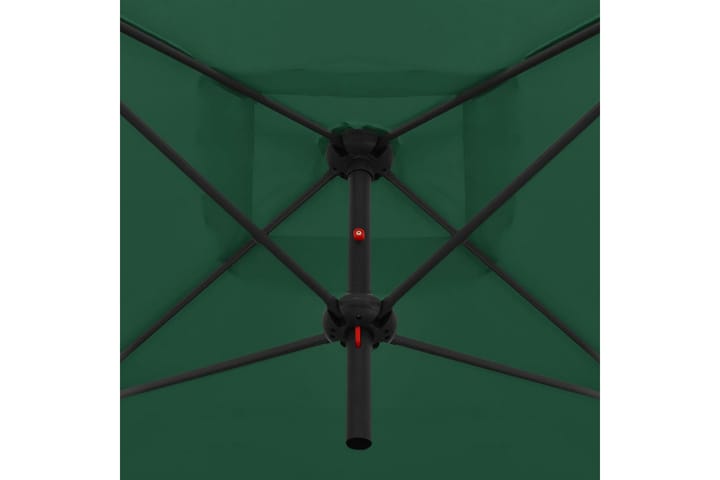 Tupla-aurinkovarjo terästanko 250x250 cm vihreä - Vihreä - Aurinkovarjo