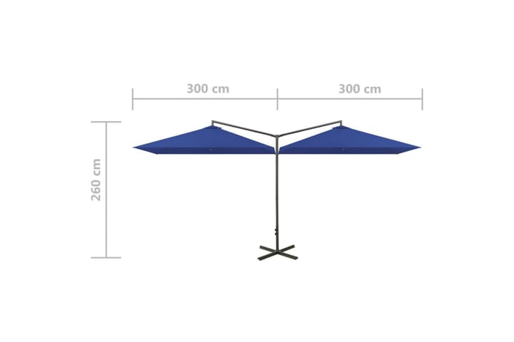 Tupla-aurinkovarjo terästanko taivaansininen 600x300 cm - Sininen - Aurinkovarjo