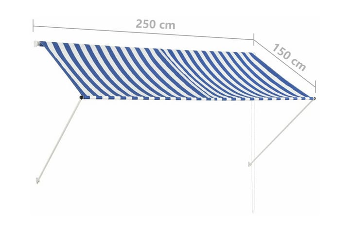 Sisäänkelattava markiisi 250x150 cm sininen ja valkoinen - Monivärinen - Ikkunatarvikkeet - Ikkunamarkiisi - Markiisi