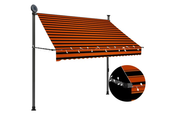 Sisäänkelattava markiisi LEDillä 200 cm oranssi ja ruskea - Monivärinen - Markiisi
 - Ikkunamarkiisi - Ikkunatarvikkeet