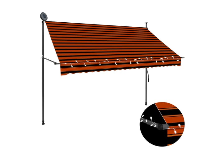 Sisäänkelattava markiisi LEDillä 250 cm oranssi ja ruskea - Monivärinen - Markiisi
 - Ikkunamarkiisi - Ikkunatarvikkeet
