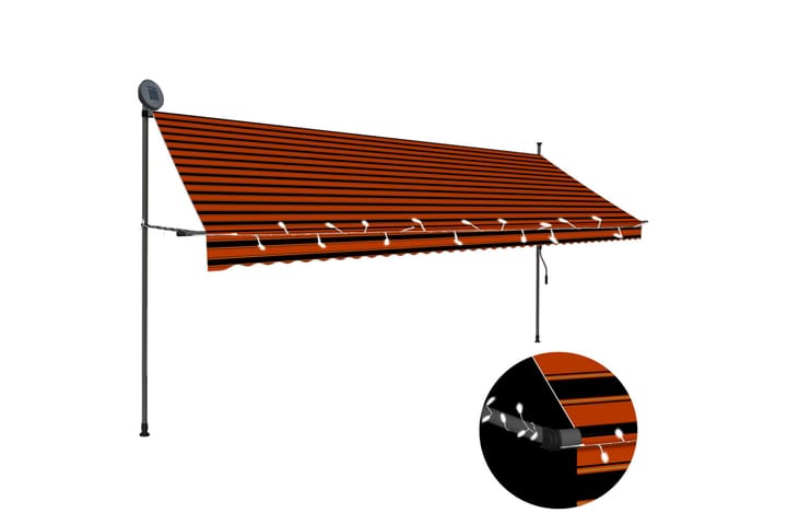 Sisäänkelattava markiisi LEDillä 400 cm oranssi ja ruskea - Monivärinen - Terassimarkiisi - Markiisi
 - Parvekemarkiisi - Ikkunatarvikkeet