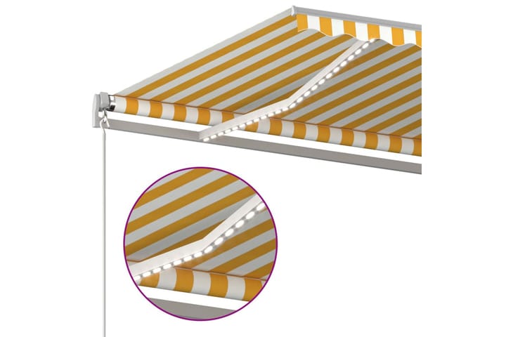 Sisäänkelattava markiisi LEDillä 6x3,5 m keltavalkoinen - Terassimarkiisi - Markiisi
 - Parvekemarkiisi - Ikkunatarvikkeet