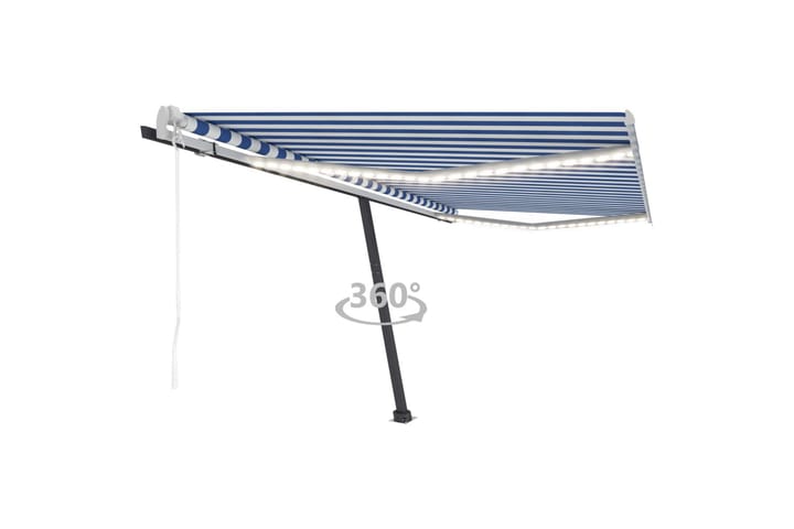 Sisäänkelattava markiisi LED/tuulisensori 450x350 cm - Sininen - Ikkunatarvikkeet - Parvekemarkiisi - Terassimarkiisi - Markiisi