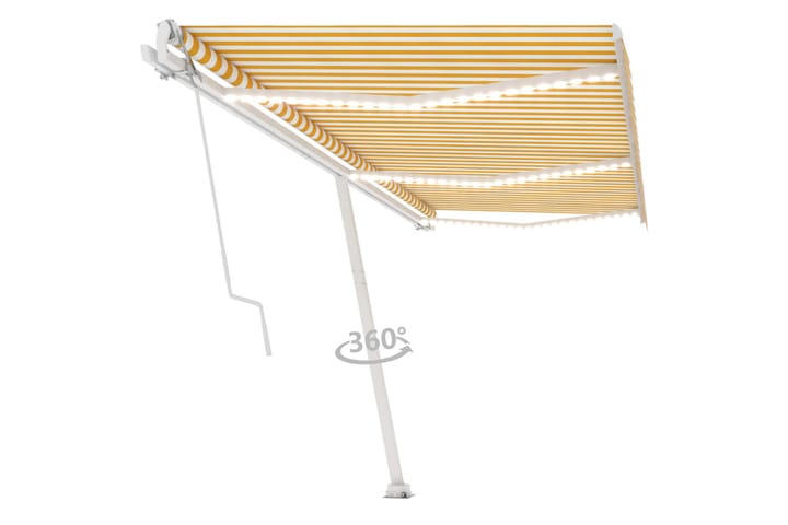 Sisäänkelattava markiisi LED/tuulisensori 600x300 cm - Keltainen - Ikkunatarvikkeet - Parvekemarkiisi - Terassimarkiisi - Markiisi