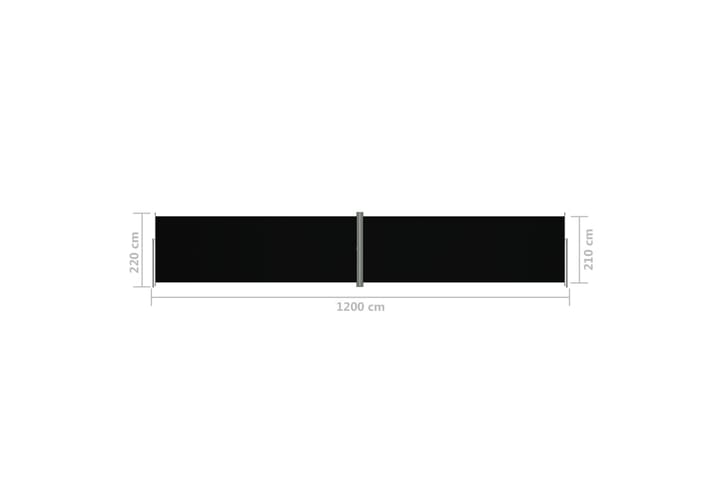 Sisäänvedettävä sivumarkiisi musta 220x1200 cm - Musta - Parvekemarkiisi - Markiisi
 - Sivumarkiisi - Ikkunatarvikkeet