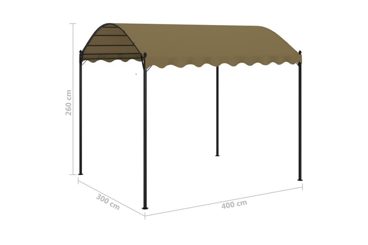 Huvimaja 4x3x2,6 m ruskeanharmaa 180 g/m² - Taupe - Paviljonki - Kokonainen paviljonki