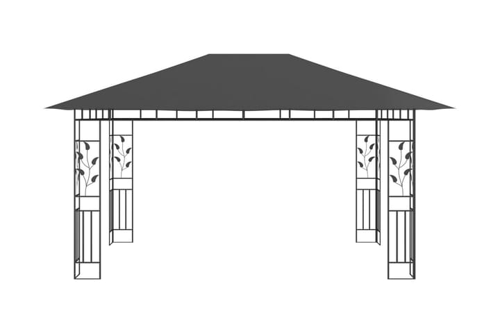 Huvimaja hyttysverkolla 4x3x2,73 m antrasiitti 180 g/m² - Grilliteltta - Paviljonki katoksella - Paviljonki