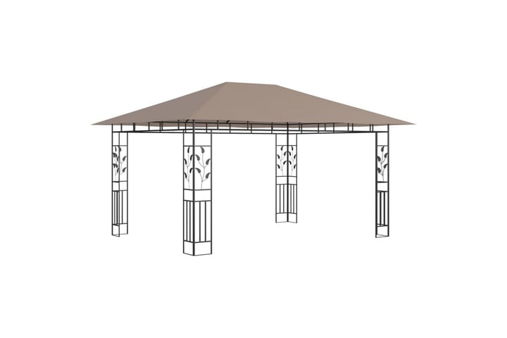 Huvimaja hyttysverkolla 4x3x2,73 m harmaanruskea 180 g/m² - Taupe - Paviljonki - Kokonainen paviljonki
