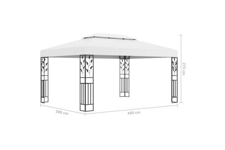 Huvimaja tuplakatolla ja valonauhoilla 3x4 m valkoinen - Paviljonki - Kokonainen paviljonki