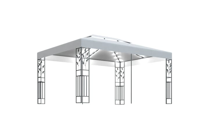 Huvimaja tuplakatolla ja valonauhoilla 3x4 m valkoinen - Paviljonki - Kokonainen paviljonki