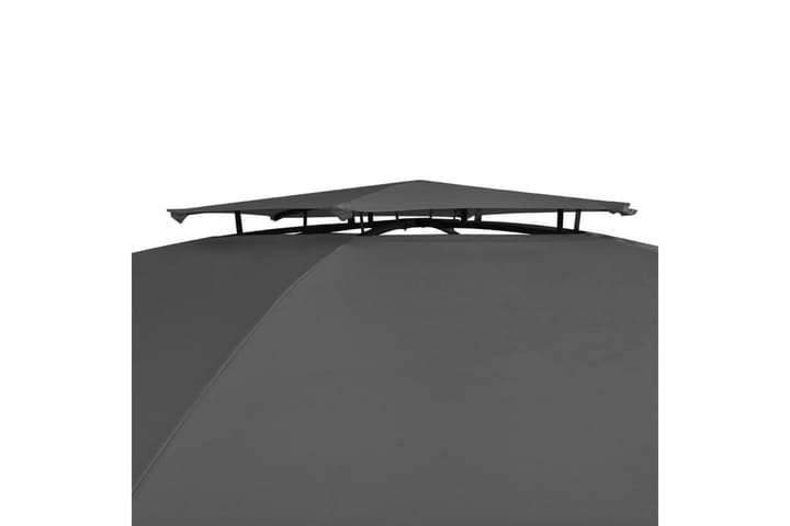 Puutarhakatos huvimaja verhoilla kuusikulmio 360x265 cm - Harmaa - Paviljonki - Kokonainen paviljonki