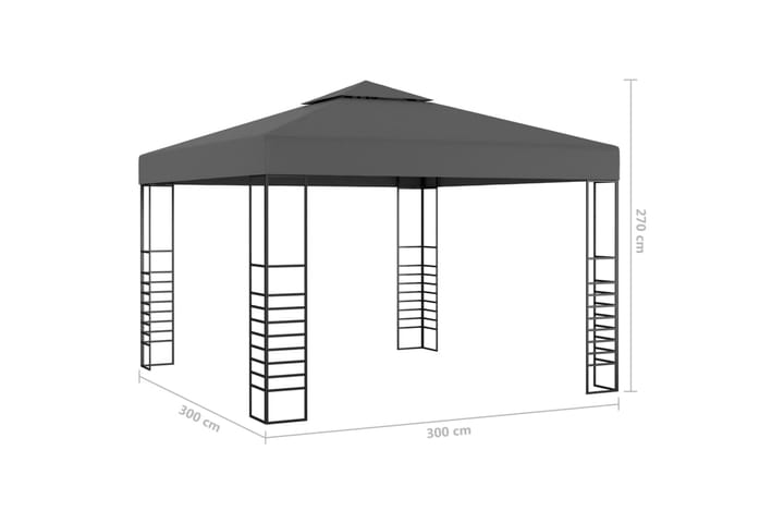 Puutarhakatos valonauhoilla 3x3 m antrasiitti - Paviljonki - Kokonainen paviljonki