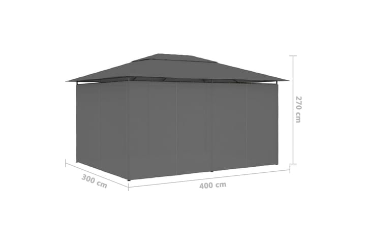 Puutarhakatos verhoilla 4x3 m antrasiitti - Antrasiitti - Paviljonki - Kokonainen paviljonki