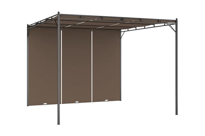 Puutarhan huvimaja sivuverholla 3x3x2,25 cm harmaanruskea - Taupe - Paviljonki - Kokonainen paviljonki