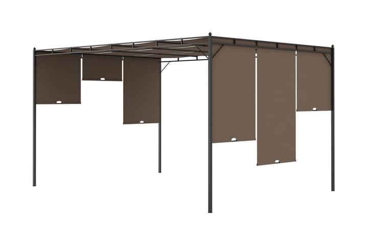 Puutarhan huvimaja sivuverholla 4x3x2,25 cm harmaanruskea - Taupe - Paviljonki - Kokonainen paviljonki